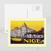 ヴィンテージトラベルニースフランスホテルラベルアート ポストカード (正面/裏面)