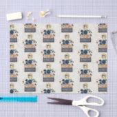 ヴィンテージトラベルネイビーブルー赤面フラワーデカップージ 薄葉紙 (クラフト)