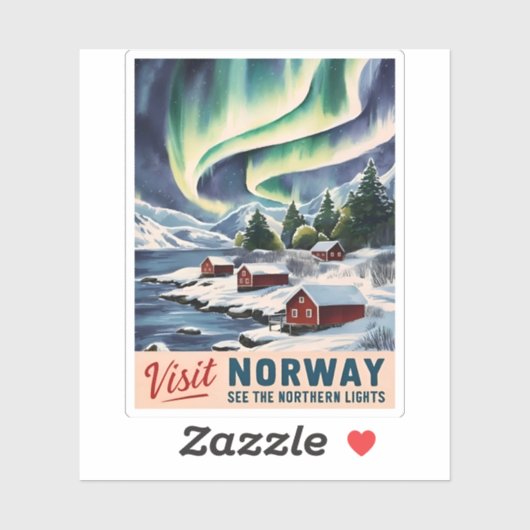 ヴィンテージトラベルノルウェーノーザンライトレトロ風光明媚 シール (シート)