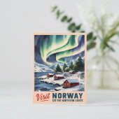 ヴィンテージトラベルノルウェーノーザンライトレトロ風光明媚 ポストカード (スタンド正面)