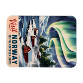 ヴィンテージトラベルノルウェーノーザンライトレトロ風光明媚 マグネット (横)