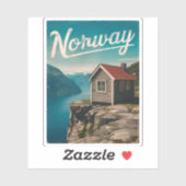 ヴィンテージトラベルノルウェーフィヨルドレトロ風光明媚 シール (シート)