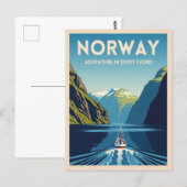 ヴィンテージトラベルノルウェーフィヨルドレトロ風景 ポストカード (正面/裏面)