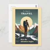ヴィンテージトラベルハイキング自然アウトドアアドベンチャー ポストカード (正面/裏面)
