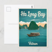 ヴィンテージトラベルハロングベイベトナムレトログラフィック ポストカード (正面/裏面)