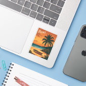 ヴィンテージトラベルハワイビーチサンセットレトロ風光明媚 シール (ノートパソコンとiPhone)