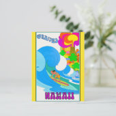ヴィンテージトラベルハワイレトロ海サーフィン ポストカード (スタンド正面)
