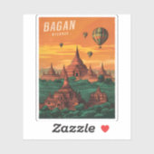 ヴィンテージトラベルバガンミャンマーサンセットレトロ風光明媚 シール (シート)