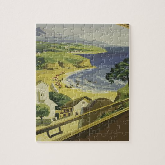 ヴィンテージトラベルバスクコーストフランス ジグソーパズル (縦)