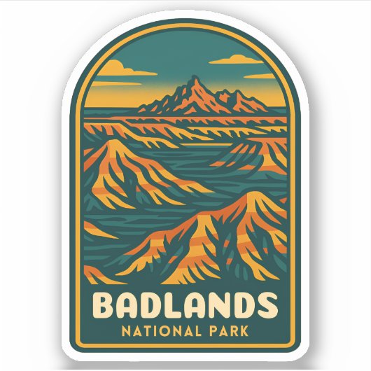 ヴィンテージトラベルバッドランズナショナルパークレトロ風光明媚 シール (正面)