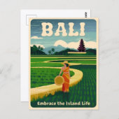 ヴィンテージトラベルバリインドネシアレトログラフィック ポストカード (正面/裏面)