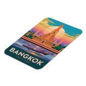 ヴィンテージトラベルバンコクタイランドサンセットテンプル マグネット (左側)