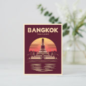 ヴィンテージトラベルバンコクタイランドレトログラフィック ポストカード (スタンド正面)
