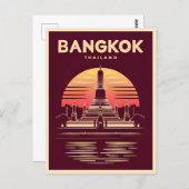 ヴィンテージトラベルバンコクタイランドレトログラフィック ポストカード (正面/裏面)