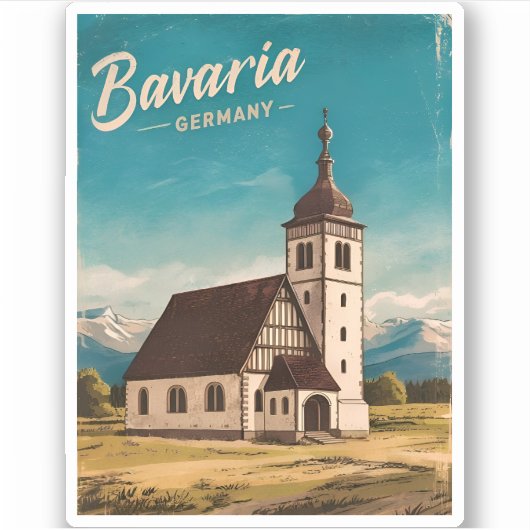 ヴィンテージトラベルバヴァリアドイツレトロ風光明媚 シール (正面)