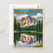 ヴィンテージトラベルパシフィックノースウエストレトロ風光明媚 ポストカード (正面/裏面)