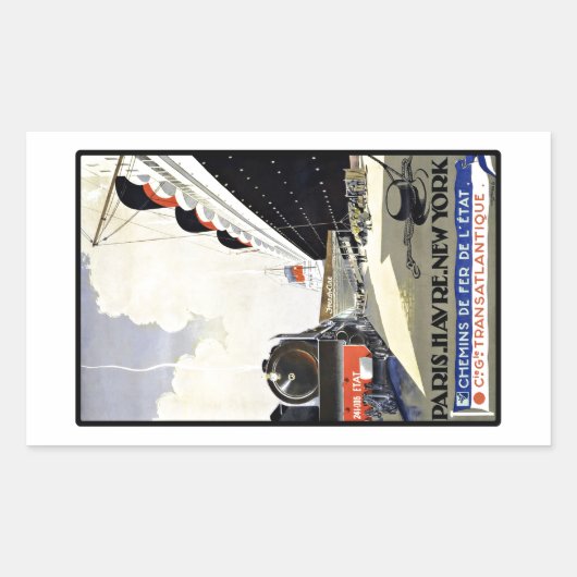 ヴィンテージトラベルパリアヴルニューヨーク 長方形シール (正面)