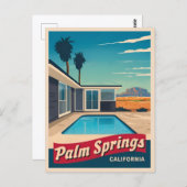 ヴィンテージトラベルパーム春カリフォルニアランドスケープ ポストカード (正面/裏面)
