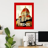 ヴィンテージトラベルフィレンツェイタリアプリント ポスター (ホームオフィス)