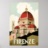 ヴィンテージトラベルフィレンツェItaly Church Duomo ポスター (正面)