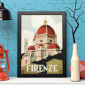 ヴィンテージトラベルフィレンツェItaly Church Duomo ポスター