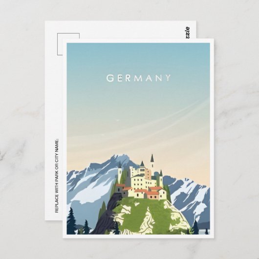 ヴィンテージトラベルフランクフルトスカイラインドイツヴィンテージ ポストカード (正面/裏面)