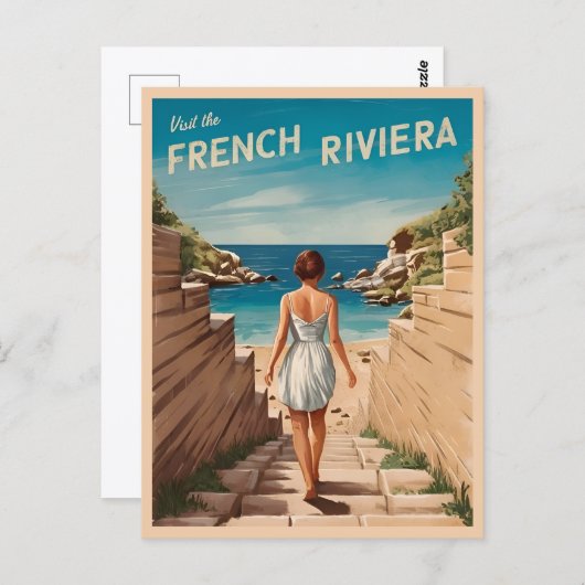 ヴィンテージトラベルフランスのリビエラシーサイドレトロ風光明媚 ポストカード (正面/裏面)