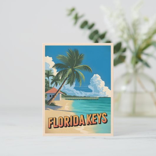 ヴィンテージトラベルフロリダ鍵ビーチシーサイド風光明媚 ポストカード (スタンド正面)