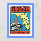 ヴィンテージトラベルフロリダFL州ラベル ポストカード (正面)