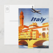 ヴィンテージトラベルフローレンスフィレンツェイタリアブリッジリバー ポストカード (正面/裏面)