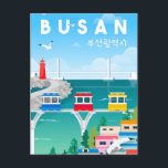 ヴィンテージトラベルブサンサウスコリアバケーションレトロ ポストカード<br><div class="desc">ヴィンテージ，レトロ，旅行，モダン水の色，クラシック，釜山，韓国，休暇，アジア，</div>
