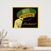 ヴィンテージトラベルブダペストハンガリーベルホップハット ポスター (キッチン)