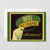 ヴィンテージトラベルブダペストハンガリーベルホップハット ポストカード (正面/裏面)