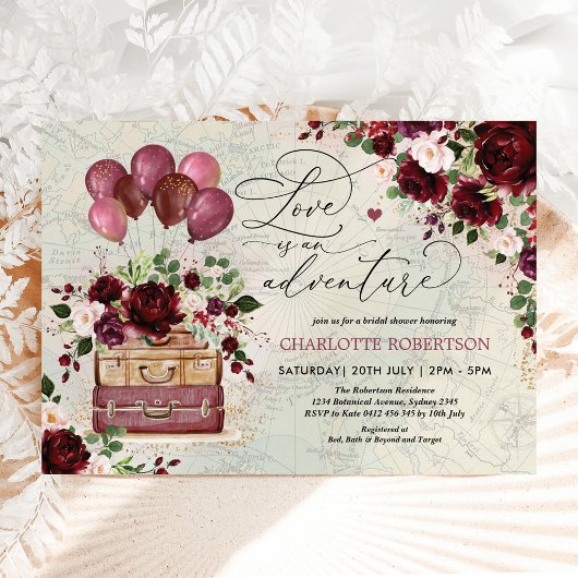 ヴィンテージトラベルブライダルシャワーラブアンアドベンチャー 招待状