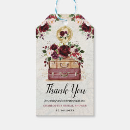 ヴィンテージトラベルブルゴーニュ赤面フラワーブライダルシャワー ギフトタグ
