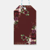 ヴィンテージトラベルブルゴーニュ赤面フラワーブライダルシャワー ギフトタグ (裏面)