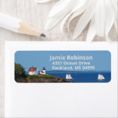 ヴィンテージトラベルブルー海ライトハウスセイルLGフォント ラベル (インサイチュ)