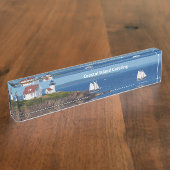 ヴィンテージトラベルブルー海ライトハウスメインセイル デスクネームプレート (側面)