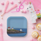 ヴィンテージトラベルブルー海ライトハウス ペーパープレート (パーティー)