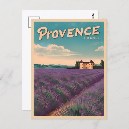 ヴィンテージトラベルプロヴァンスフランスレトロ風光明媚 ポストカード (正面/裏面)