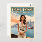 ヴィンテージトラベルホンコン中国レトログラフィック ポストカード (正面/裏面)