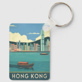 ヴィンテージトラベルホンコン中国レトロシティスケープ キーホルダー (裏面)