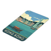 ヴィンテージトラベルホンコン中国レトロシティスケープ マグネット (左側)