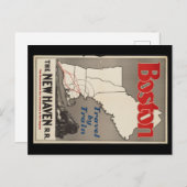 ヴィンテージトラベルボストンニューヘブン鉄道列車 ポストカード (正面/裏面)