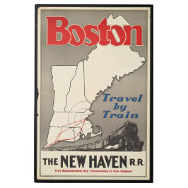 ヴィンテージトラベルボストンニューヘブン鉄道列車 メタルプリント