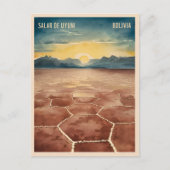 ヴィンテージトラベルボリビアウイユニ塩フラットランドスケープ ポストカード (正面)
