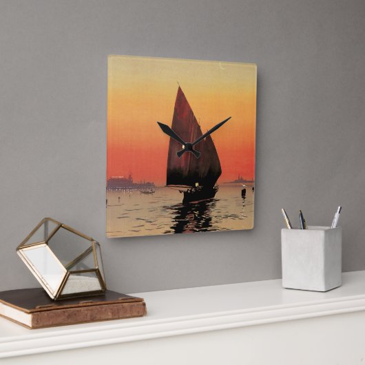 ヴィンテージトラベルボーツアットエクセルシオールパレスヴェニス スクエア壁時計 (オフィス)