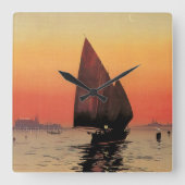 ヴィンテージトラベルボーツアットエクセルシオールパレスヴェニス スクエア壁時計 (正面)