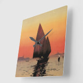 ヴィンテージトラベルボーツアットエクセルシオールパレスヴェニス スクエア壁時計 (傾斜)