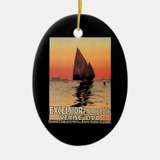ヴィンテージトラベルボーツアットエクセルシオールパレスヴェニス セラミックオーナメント (正面)